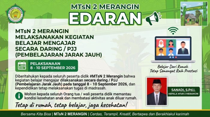 Dampak Kabut Asap, MTsN 2 Merangin Alihkan KBM Secara Daring Mulai 8 hingga 10 September 2026 Dampak Kabut Asap, MTsN 2 Merangin Alihkan KBM Secara Daring Mulai 8 hingga 10 September 2026