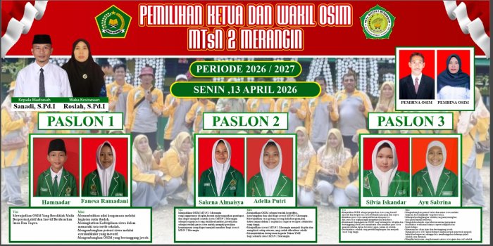 Demokrasi di Madrasah: Hamnadar dan Fanesa Rahmadani Terpilih Sebagai Nakhoda Baru OSIM MTsN 2 Merangin 2026/2027