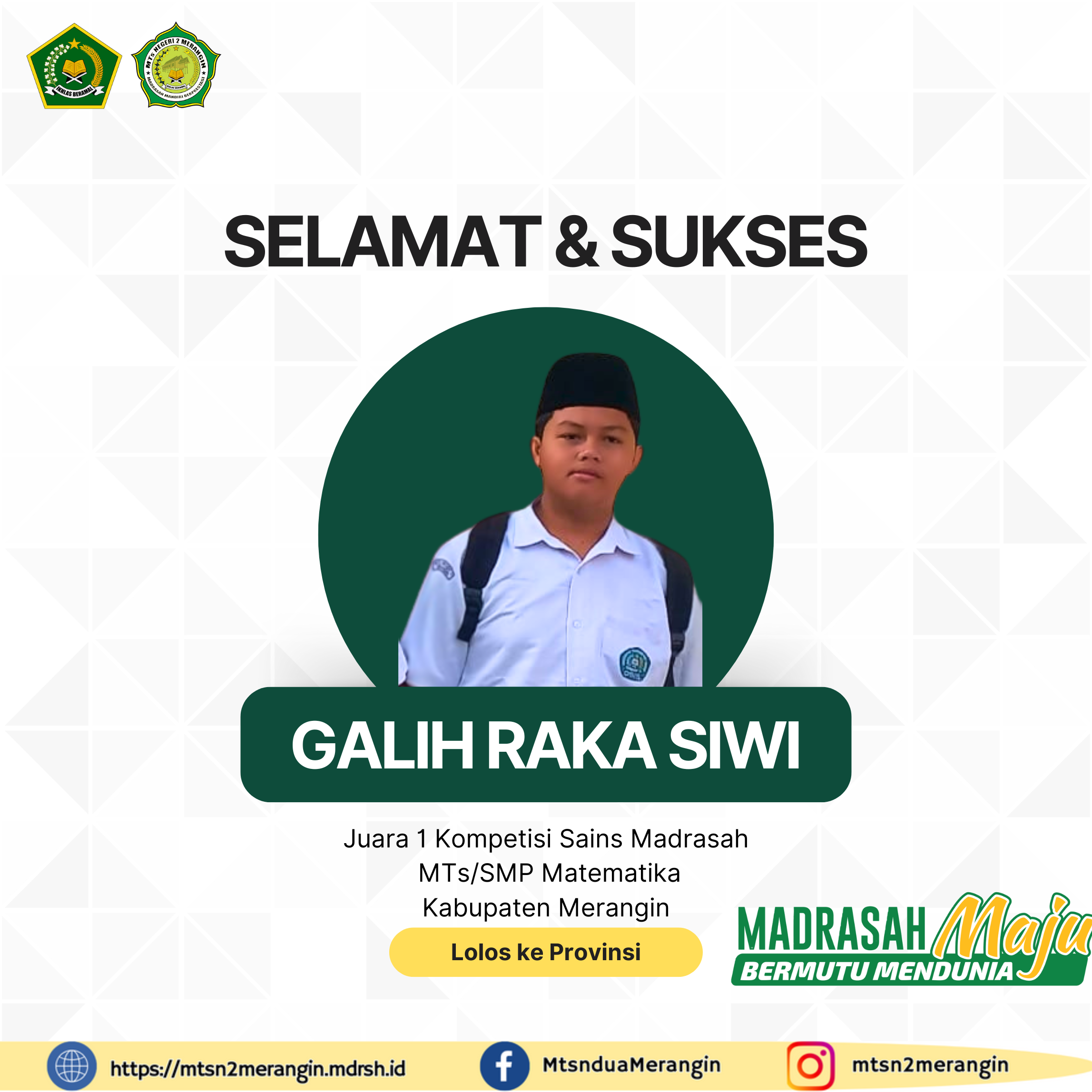 Siap Bersaing ke Tingkat Provinsi, Satu Siswa MTsN 2 Merangin Lolos pada KSM Kabupaten Merangin 2024