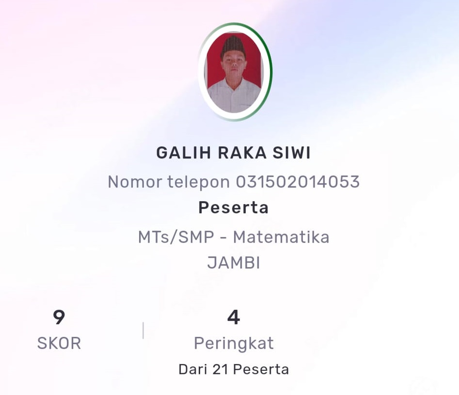 Pengumuman hasil KSM Tingkat Provinsi Jambi 